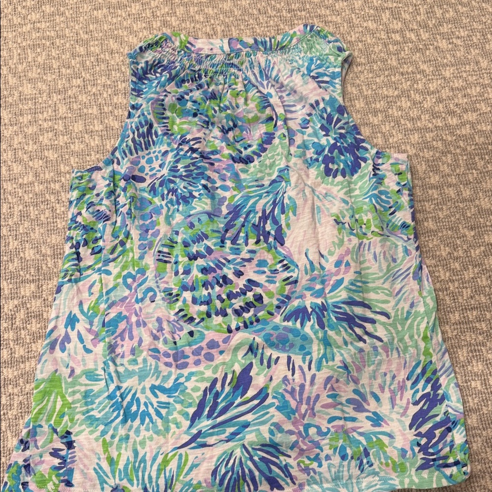 Lilly Pulitzer Essie Tank Top Vibrant Blue and Green Blouse, size small - Picture 5 of 6
